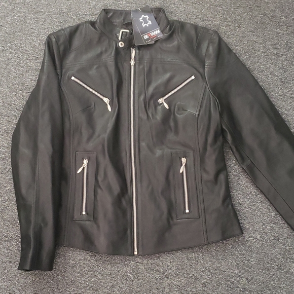 NEW Black Genuine Leather Fitted Jacket - Picture 2 of 4